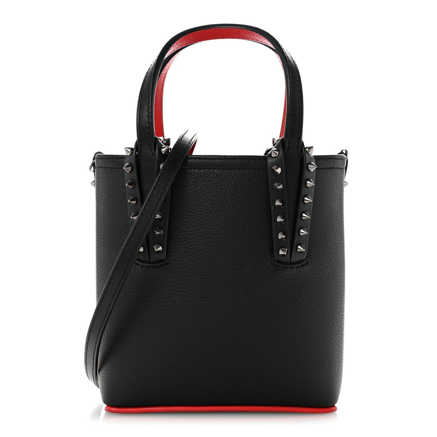 Calfskin Spikes Mini North South Cabata Tote Black