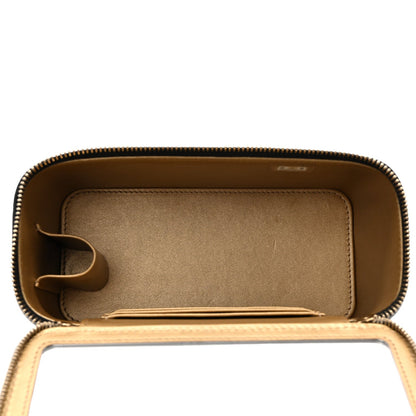 Lambskin Quilted Pearl Crush Small Vanity Case With Chain Black