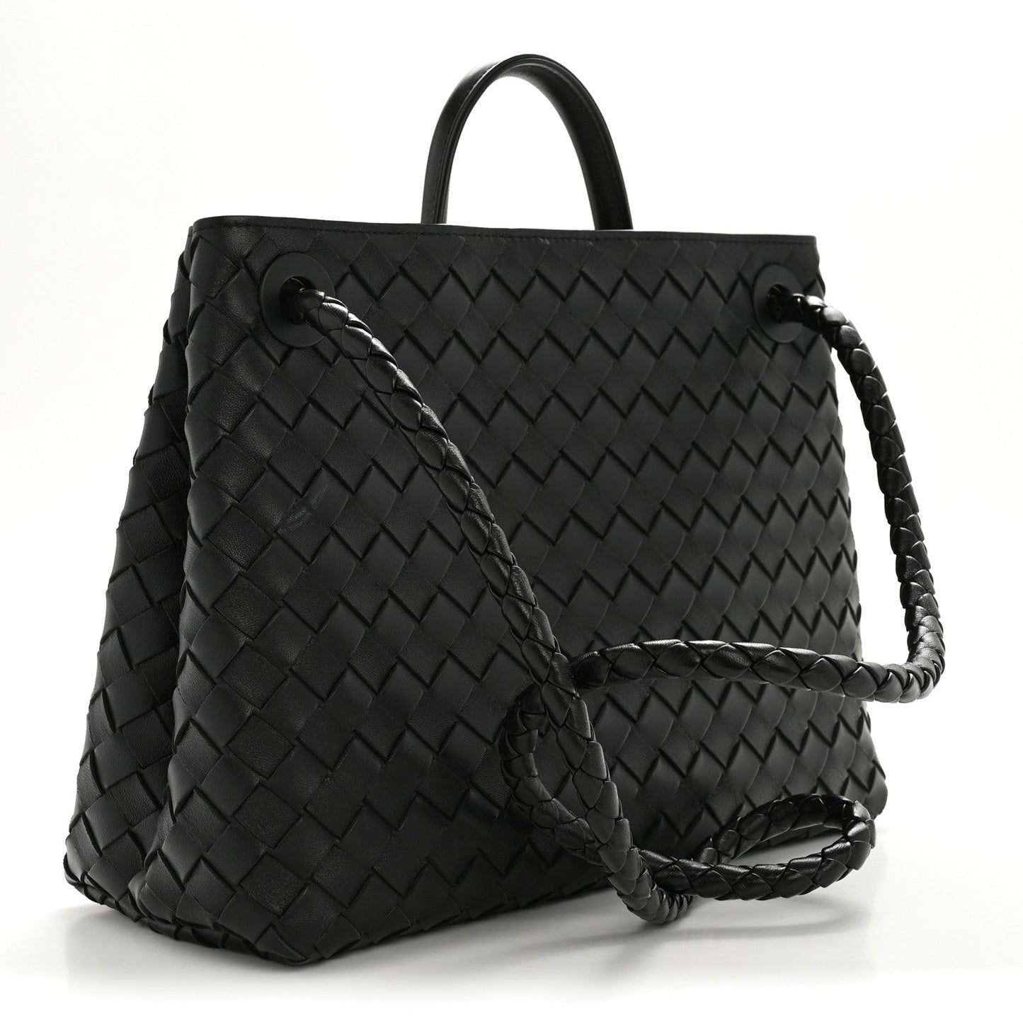 Nappa Intrecciato Medium Andiamo Shoulder Bag Black