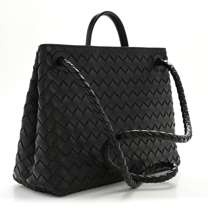 Nappa Intrecciato Medium Andiamo Shoulder Bag Black