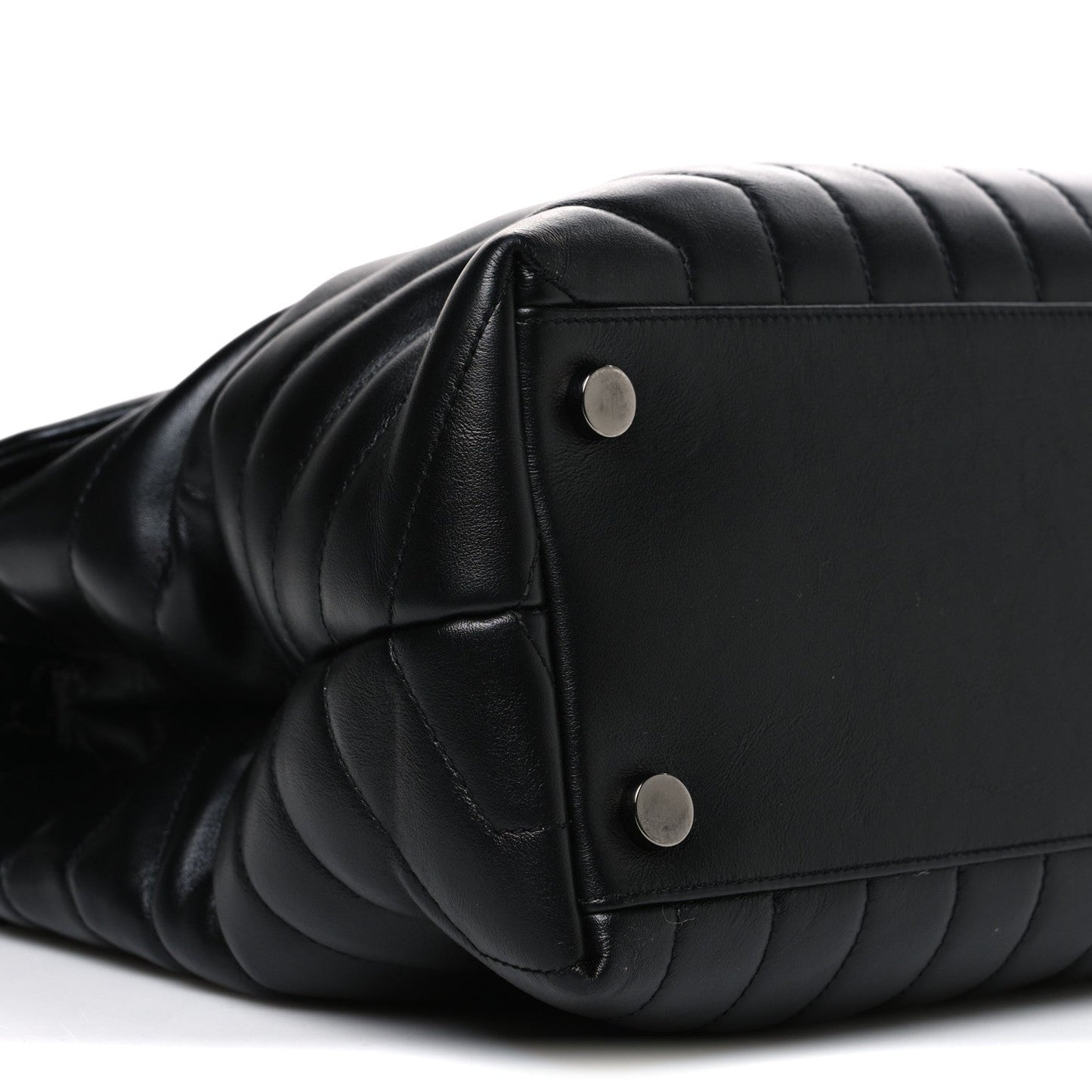 Calfskin Y Quilted Monogram Monochrome Large Loulou Chain Satchel Black