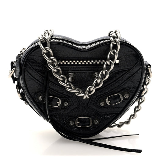 Agneau Arena Mini Le Cagole Heart Bag Black