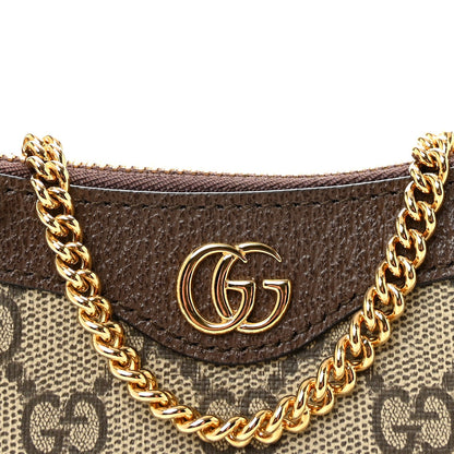GG Supreme Monogram Textured Dollar Calfskin Mini Ophidia Chain Bag Beige Ebony
