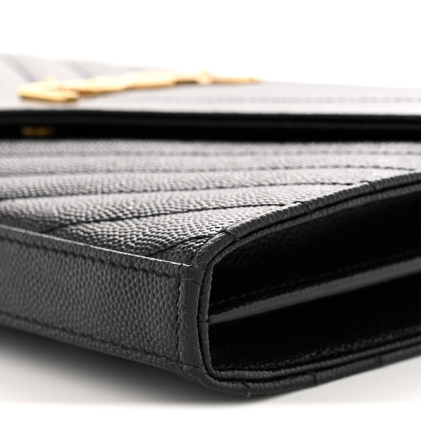 Grain De Poudre Matelasse Chevron Monogram Chain Wallet Black
