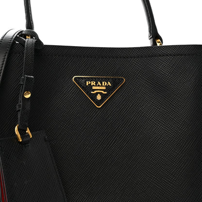 Saffiano Cuir Medium Panier Bucket Bag Black Fuoco