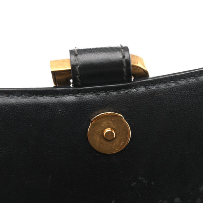 Shiny Box Calfskin Hourglass Top Handle Bag XS Black