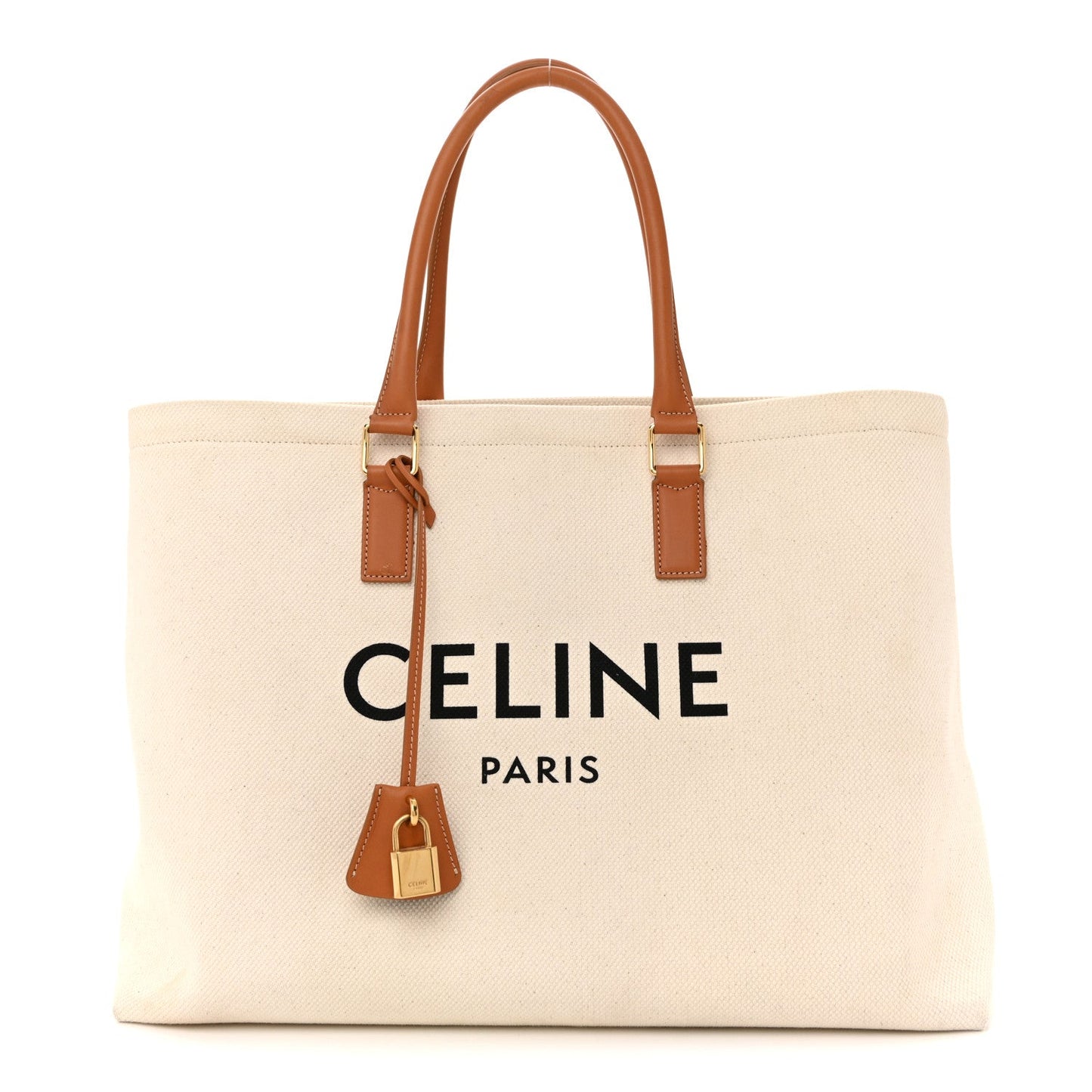 Canvas Calfskin Horizontal Cabas Natural Tan