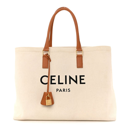 Canvas Calfskin Horizontal Cabas Natural Tan