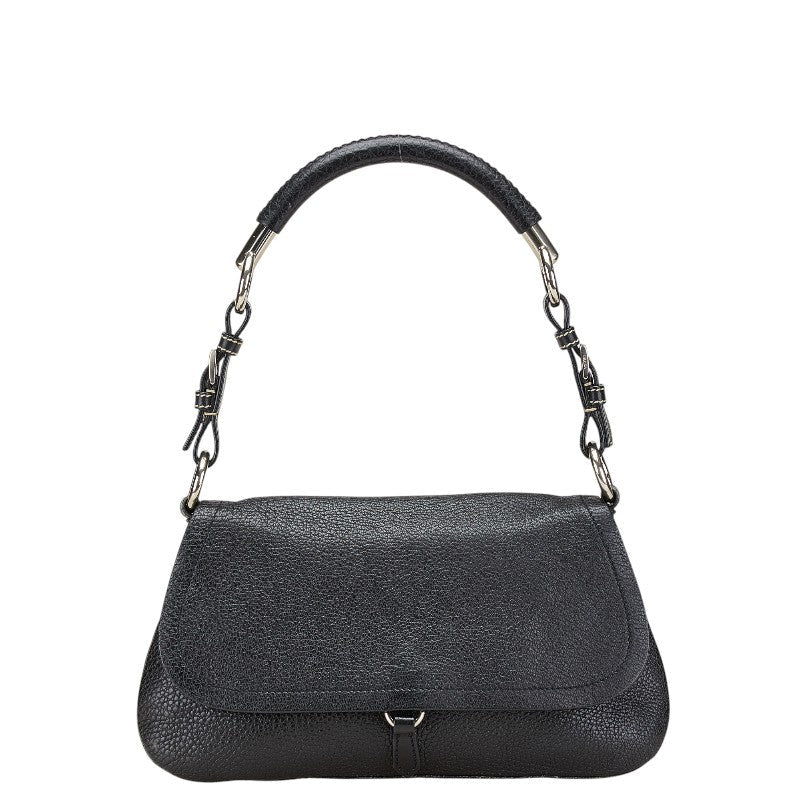 Prada Triangle Logo Plate Leather Shoulder Bag