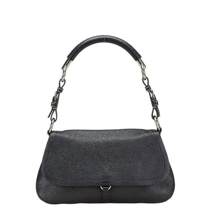 Prada Triangle Logo Plate Leather Shoulder Bag