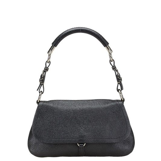 Prada Triangle Logo Plate Leather Shoulder Bag