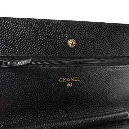 Caviar Quilted Wallet on Chain WOC Black