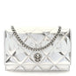 Metallic Calfskin Quilted Graffiti Skull Small Chain Crossbody Bag Silver