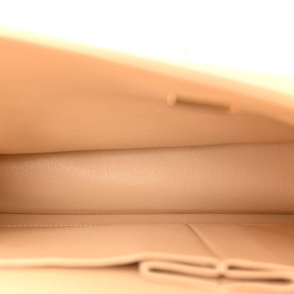 Lambskin Quilted Medium Double Flap Beige
