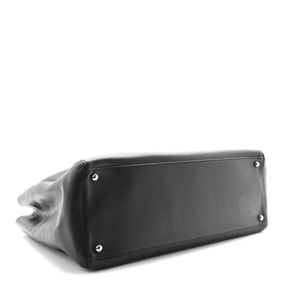 Calfskin Cerf Executive Shopper Tote Black