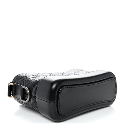 Aged Calfskin Quilted Small Gabrielle Hobo Black