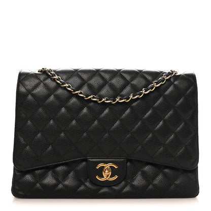 Caviar Quilted Maxi Double Flap Black