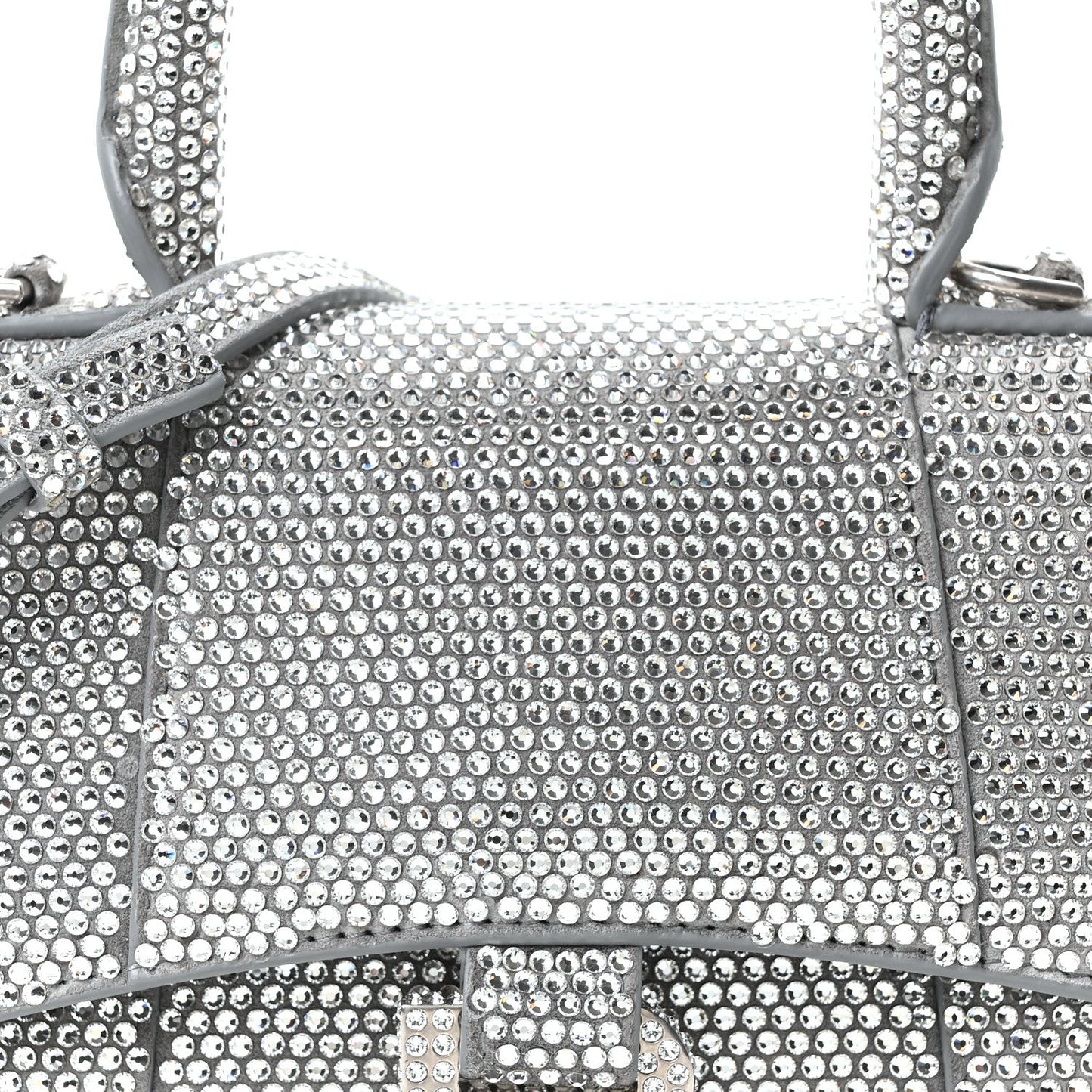 Strass Suede Hourglass Top Handle Bag XS Smoke Grey Crystal