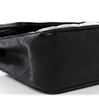 Caviar Quilted Medium Double Flap Black