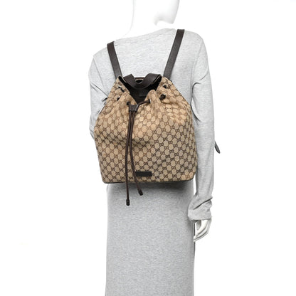 Monogram Dollar Calfskin O Drawstring Backpack Beige Ebony Testa di Moro Dark Chocolate