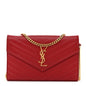 Grain De Poudre Matelasse Chevron Monogram Chain Wallet Red
