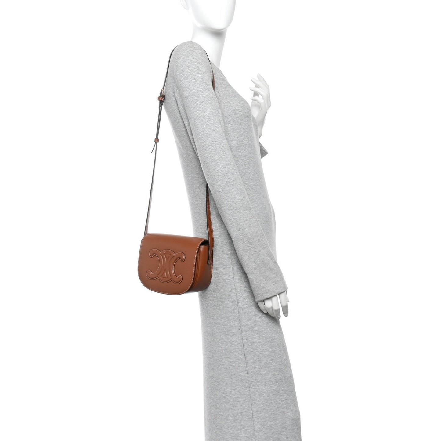 Smooth Calfskin Cuir Triomphe Folco Crossbody Bag Tan