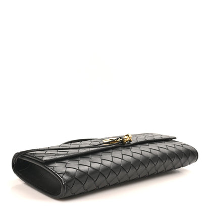 Nappa Intrecciato Long Andiamo Top Handle Clutch Black