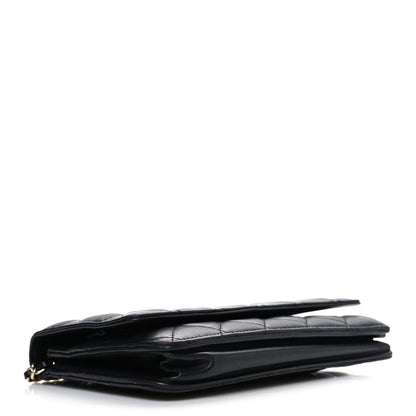 Lambskin Quilted Wallet On Chain WOC Black