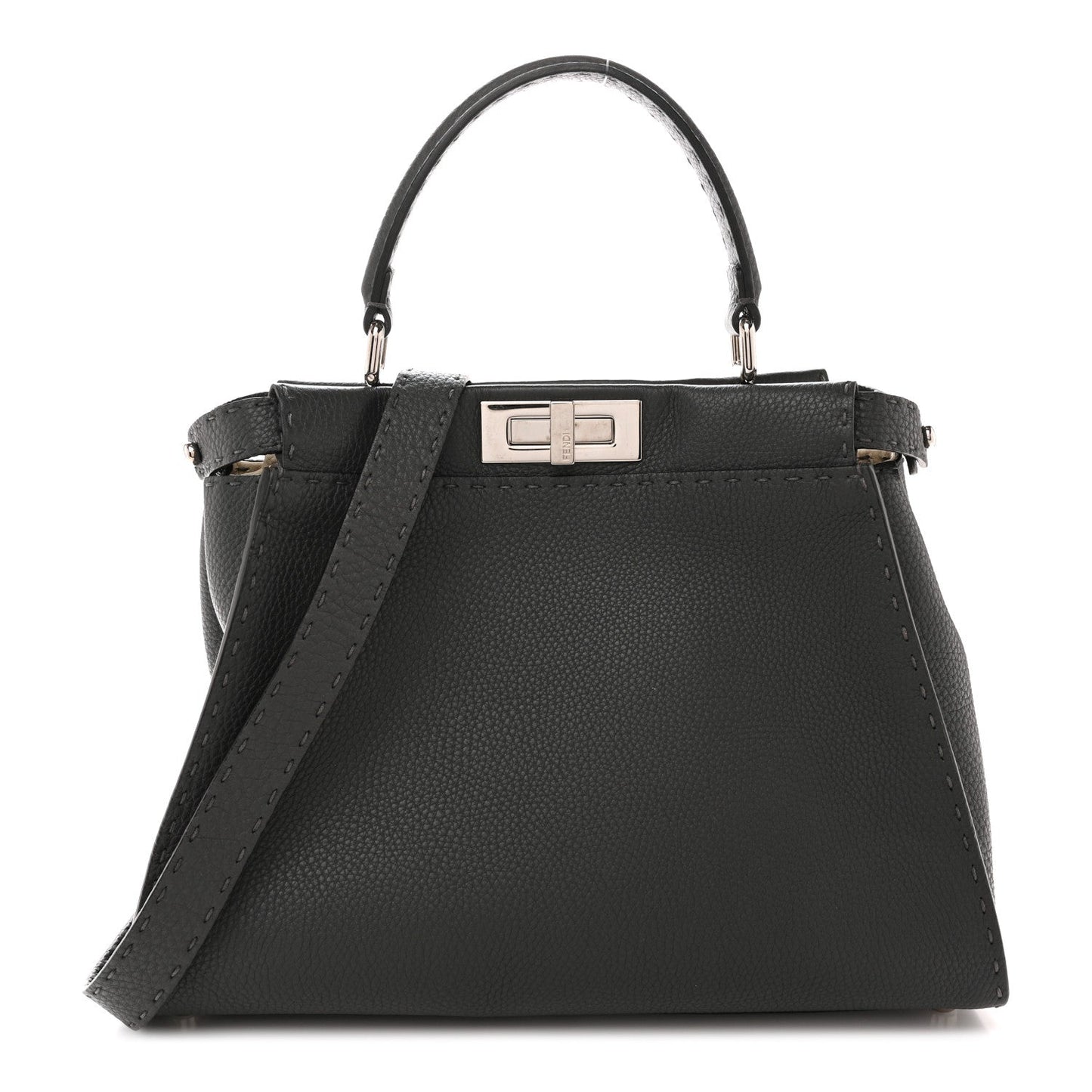 Cuoio Romano Selleria Bi-Color Medium Peekaboo Iconic Satchel Asfalto Latte