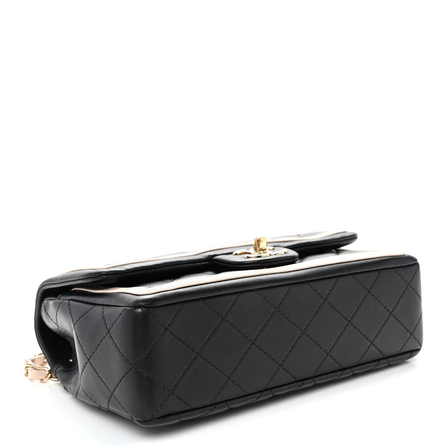 Lambskin Quilted Bicolor Flap Black Beige