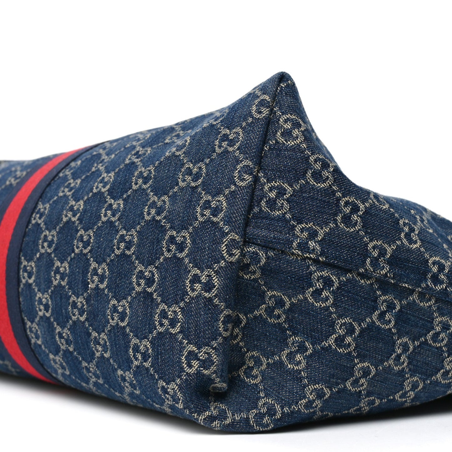 Denim GG Monogram Web Large Giglio Tote Blue