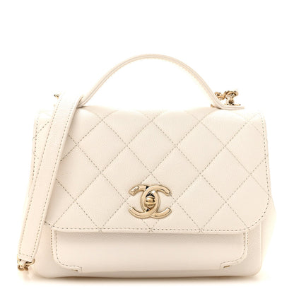 Caviar Quilted Small Business Affinity Flap White