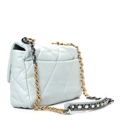 Lambskin Quilted Large Chanel 19 Flap Light Blue