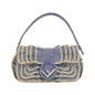 Fendi Baguette Denim Raffia Shoulder Bag