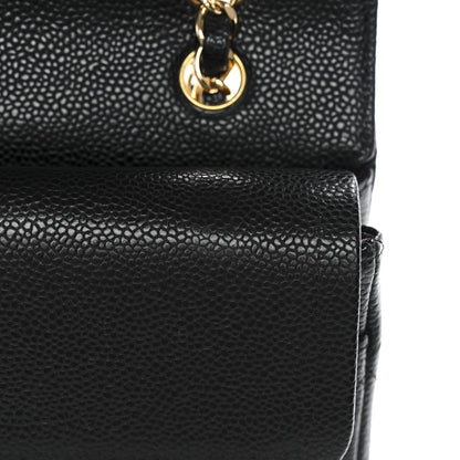 Caviar Quilted Medium Double Flap Black