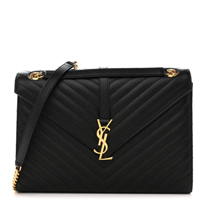 Grain De Poudre Matelasse Chevron Large Monogram Satchel Black