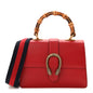 Dollar Calfskin Crystal Web Medium Dionysus Bamboo Top Handle Bag Hibiscus Red Black Diamond