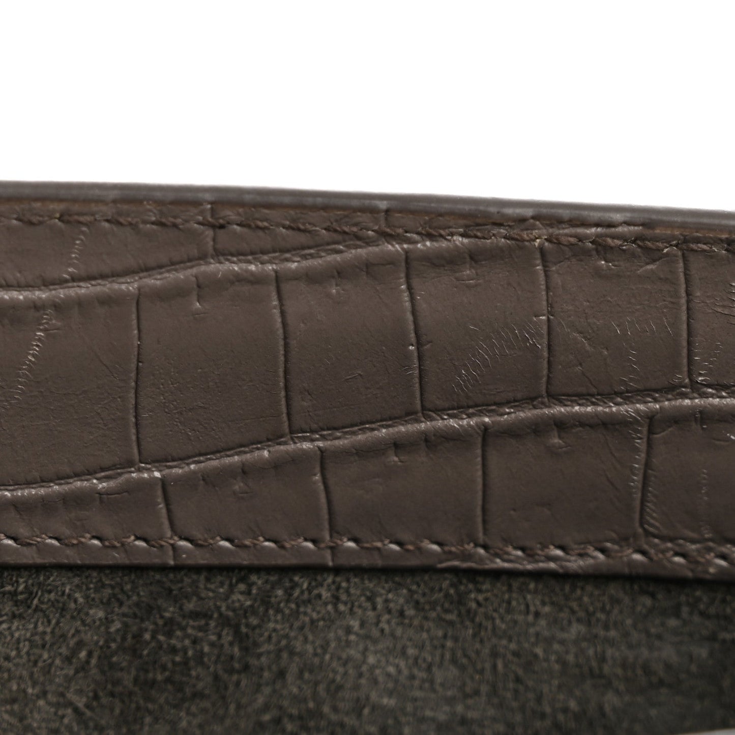 Calfskin Crocodile Embossed Medium Monogram Sunset Fog