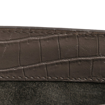 Calfskin Crocodile Embossed Medium Monogram Sunset Fog