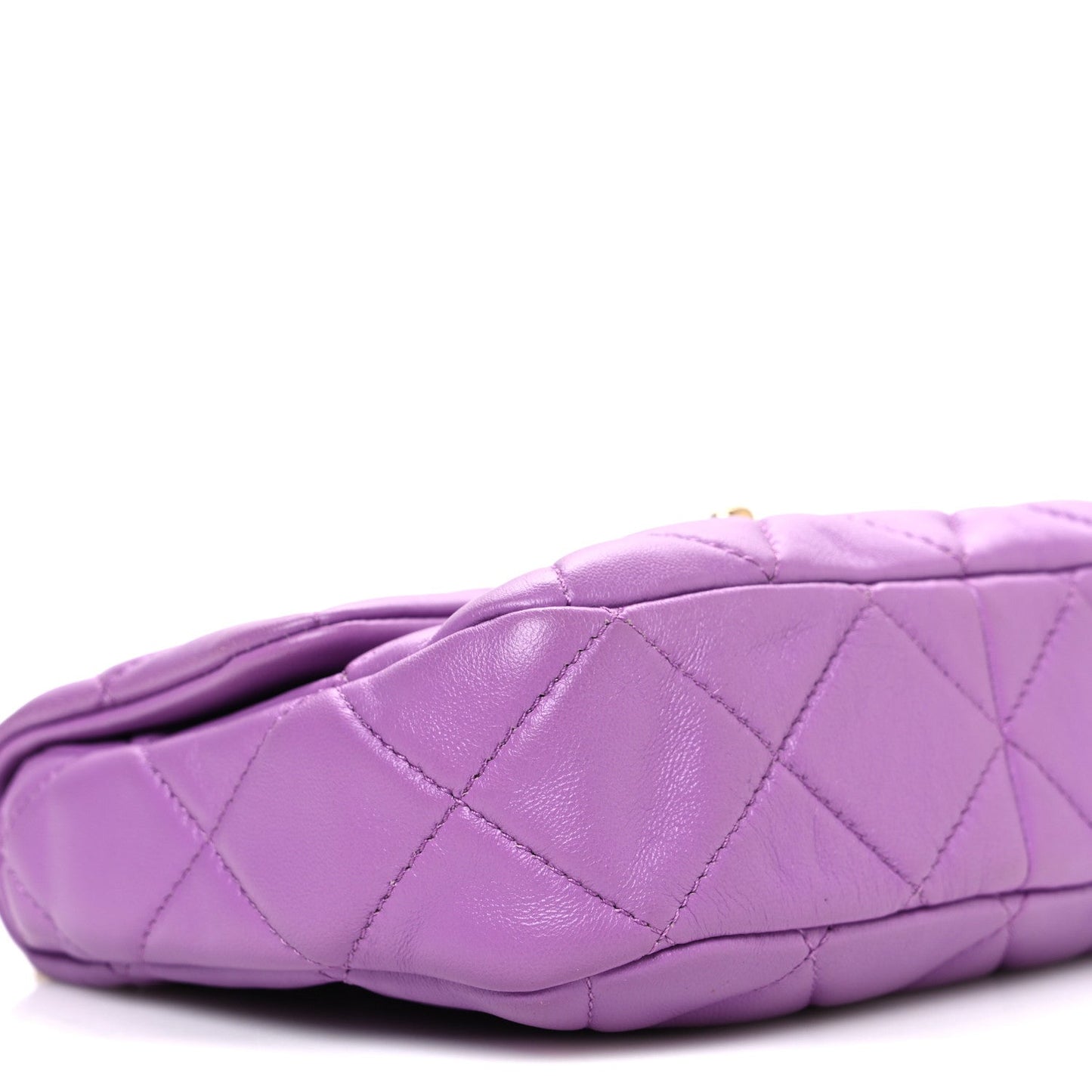 Lambskin Quilted Mini Lacquered Chain Flap Purple
