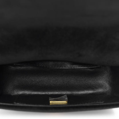Velvet Quilted Crystal CC Mini Flap Black