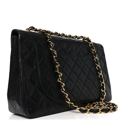 Lambskin Quilted XL Jumbo Single Flap Black