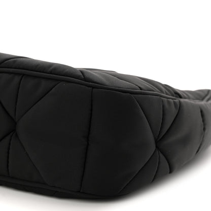 Re-Nylon Triangle Padded Patchwork Shoulder Bag Black