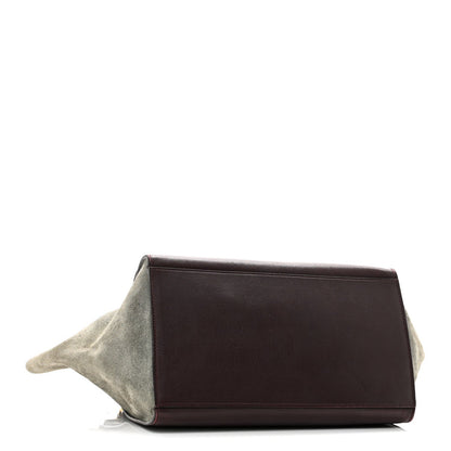 Calfskin and Suede Small Tri-Color Trapeze Dark Grey