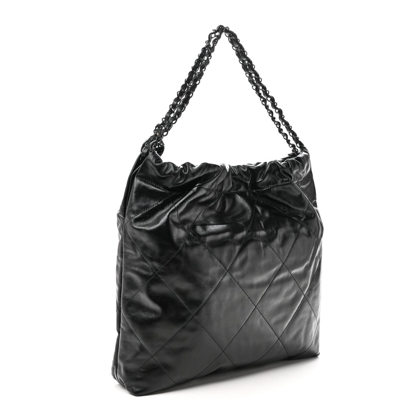 Shiny Calfskin Quilted Chanel 22 So Black