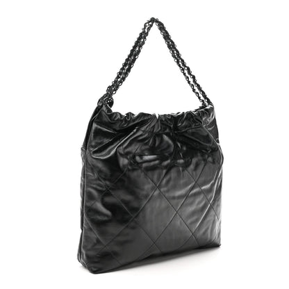 Shiny Calfskin Quilted Chanel 22 So Black