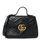 Calfskin Matelasse Small GG Marmont Top Handle Shoulder Bag Black