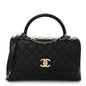 Caviar Quilted Small Coco Handle Flap Black