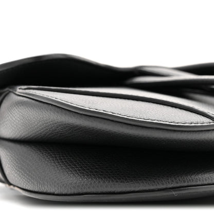 Grained Calfskin Mini Saddle Bag Black