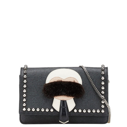 Fendi Karlito Studs Leather Shoulder Bag